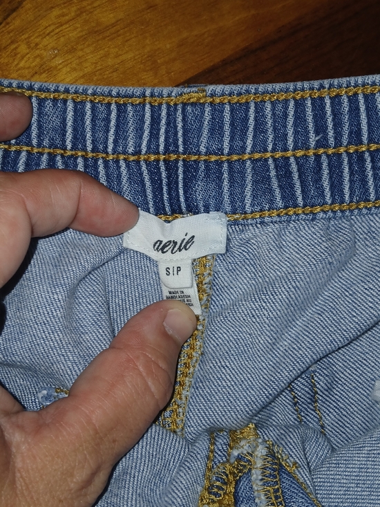 aerie Pants - aerie Light Blue Denim Jeggings with Gold Stitching